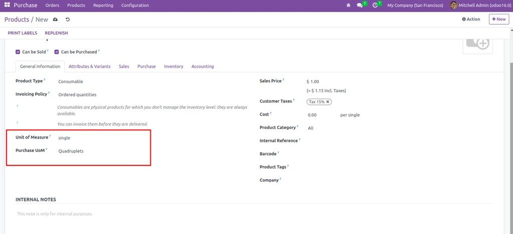 Unit of Measure in Odoo 16