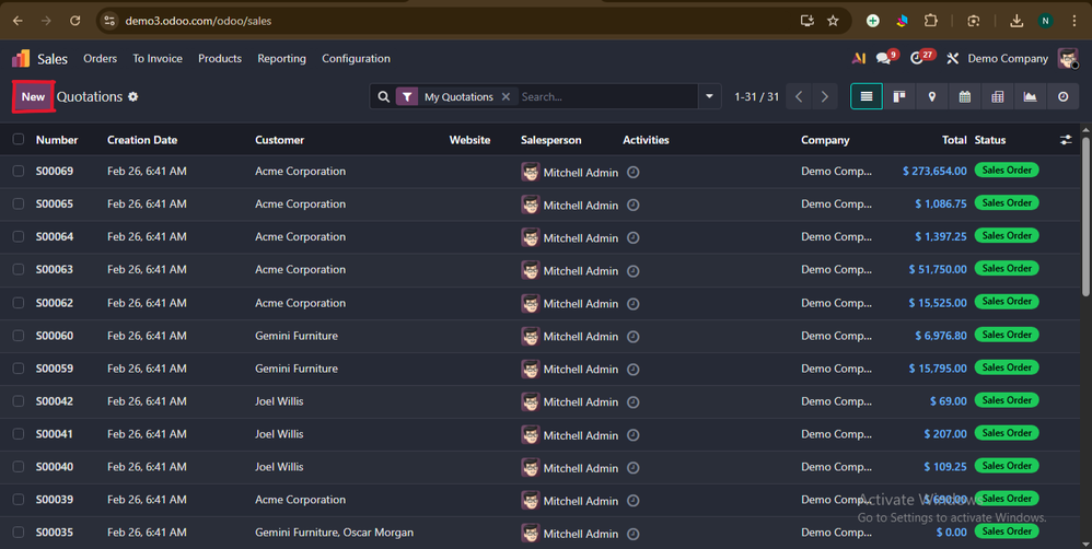 Sales Module in Odoo19