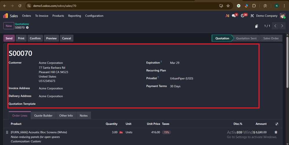 Sales Module in Odoo19