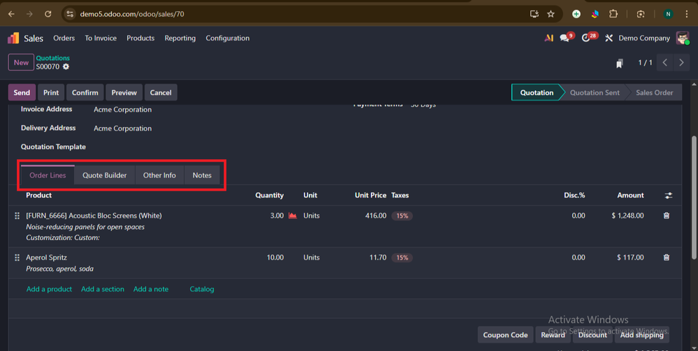 Sales Module in Odoo19