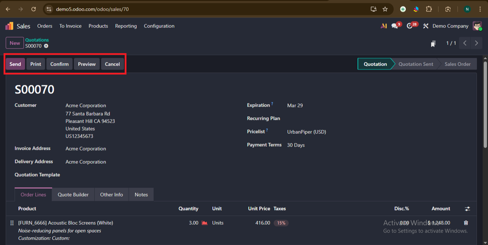 Sales Module in Odoo19