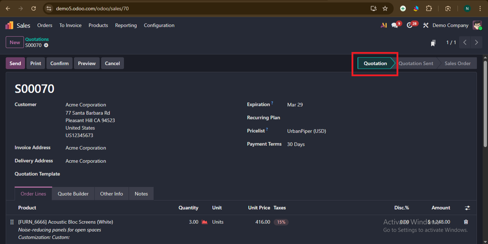 Sales Module in Odoo19